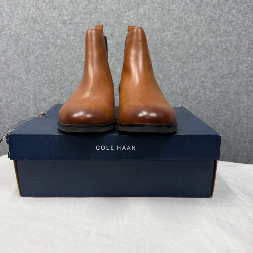 Cole Haan Grand Plus Dress Chelsea Boots Mens 13 British Tan Leather C37859